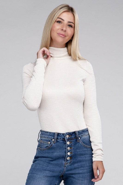 Ribbed Turtle Neck Long Sleeve Top - Shop Style & More | Fresh Looks, Everyday Deals & Free Shipping