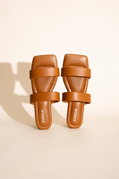 RAMSEY-S Double Strap Slides TAN Sandals