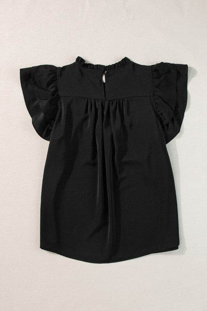 Dayana Ruffled Flutter Sleeve Pleated Blouse - Shop Style & More | Fresh Looks, Everyday Deals & Free Shipping