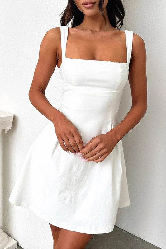Solid Sleeveless Fit Wide Strap A Line Dress - Shop Style & More | Fresh Looks, Everyday Deals & Free Shipping