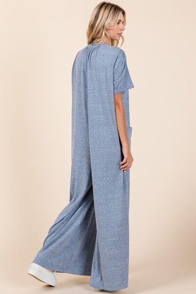 Mittoshop Button Detail Wide Leg Jumpsuit for Women Jumpsuits