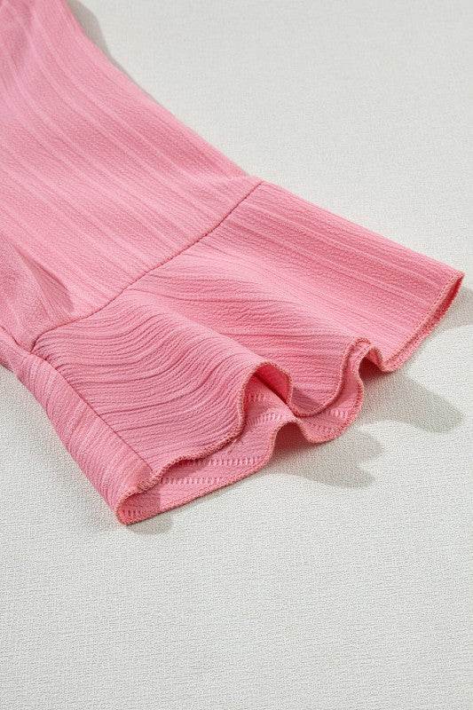 Capri Ruffled Half Sleeve V Neck Textured Top - Shop Style & More | Fresh Looks, Everyday Deals & Free Shipping