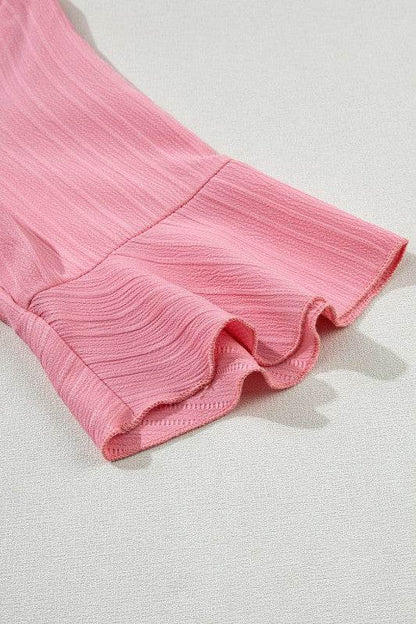 Capri Ruffled Half Sleeve V Neck Textured Top - Shop Style & More | Fresh Looks, Everyday Deals & Free Shipping