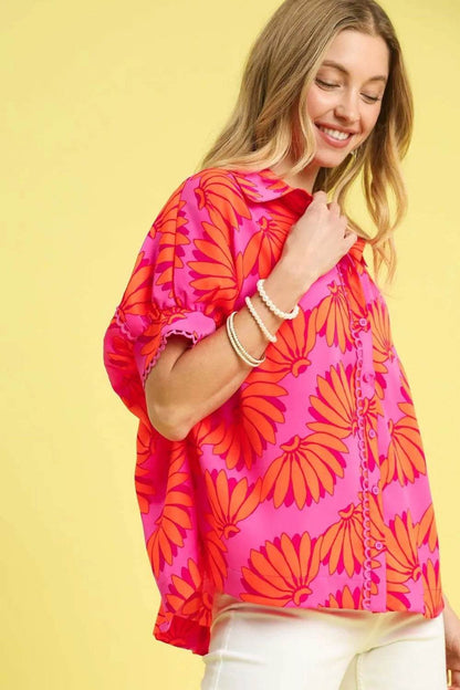 Umgee Printed Button-Up Relaxed Shirt - Shop Style & More | Fresh Looks, Everyday Deals & Free Shipping
