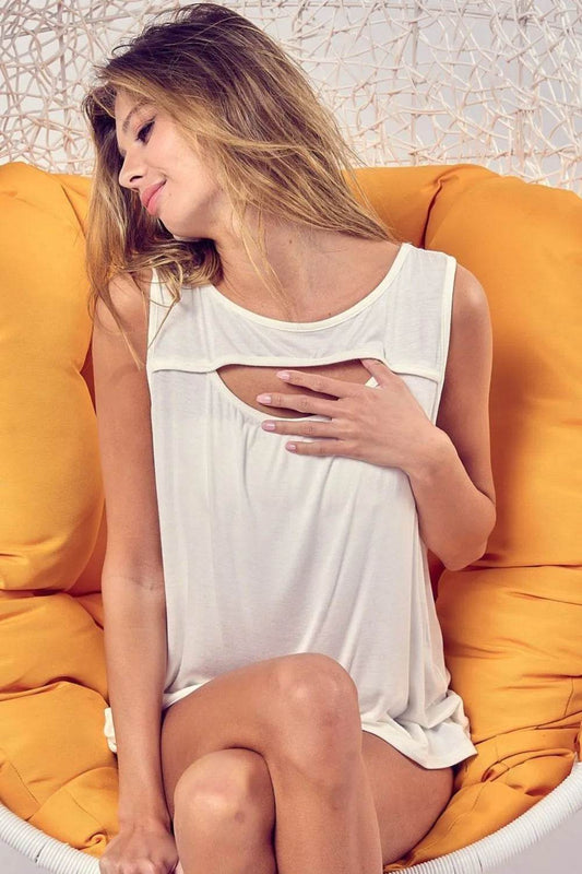 BiBi Rayon Span Knit With Cut Out Front Sleeveless Top - Shop Style & More | Fresh Looks, Everyday Deals & Free Shipping
