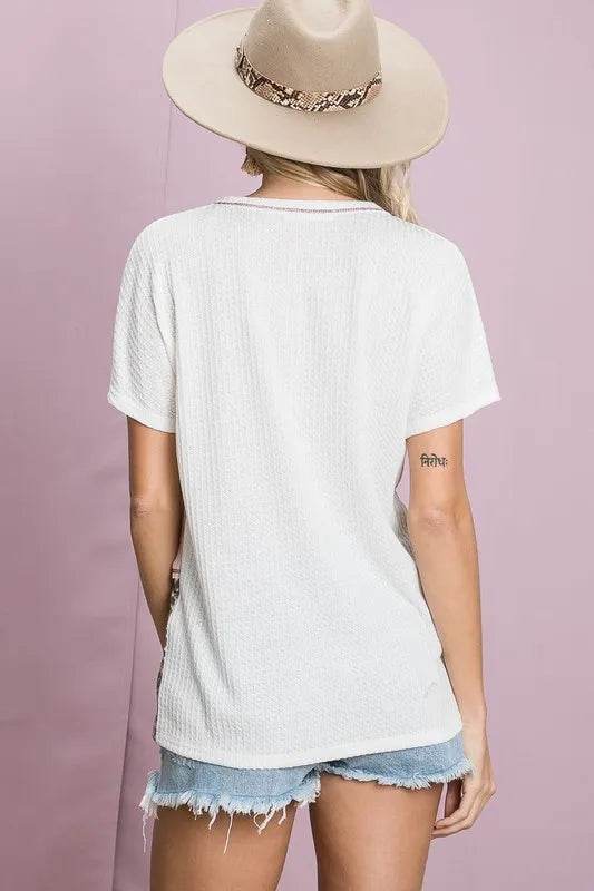 BiBi Colr Block Waffle Knit Top - Shop Style & More | Fresh Looks, Everyday Deals & Free Shipping