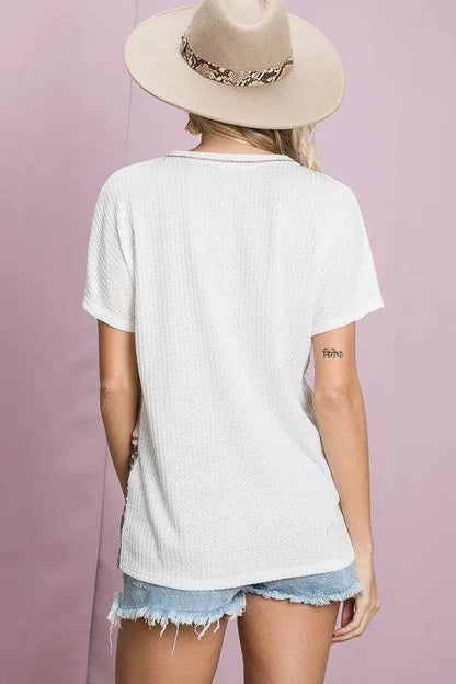 BiBi Colr Block Waffle Knit Top - Shop Style & More | Fresh Looks, Everyday Deals & Free Shipping