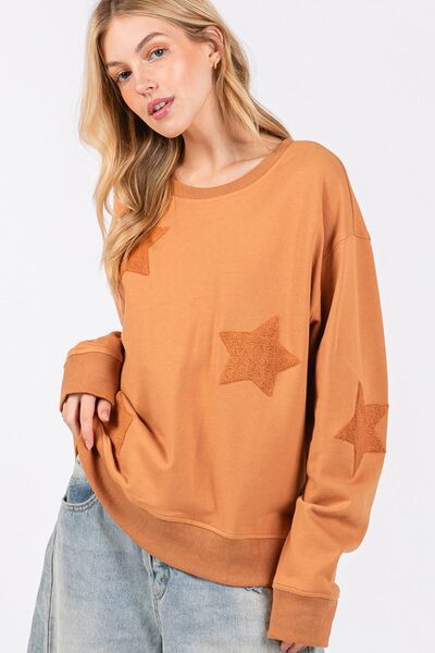 SAGE + FIG Star Patch Long Sleeve Sweatshirt Hoodies & Sweaters