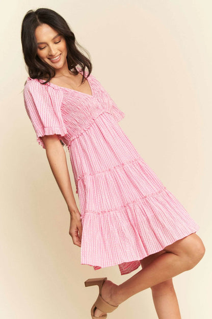 Davi & Dani Jacquard Checker Smocking Tiered Dress - Shop Style & More | Fresh Looks, Everyday Deals & Free Shipping