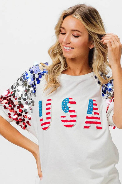 BiBi American Flag Theme Sequin Top - Shop Style & More | Fresh Looks, Everyday Deals & Free Shipping