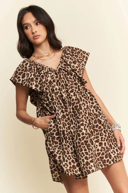 Davi & Dani Animal Printed Velvet Ribbon Mini Dress - Shop Style & More | Fresh Looks, Everyday Deals & Free Shipping