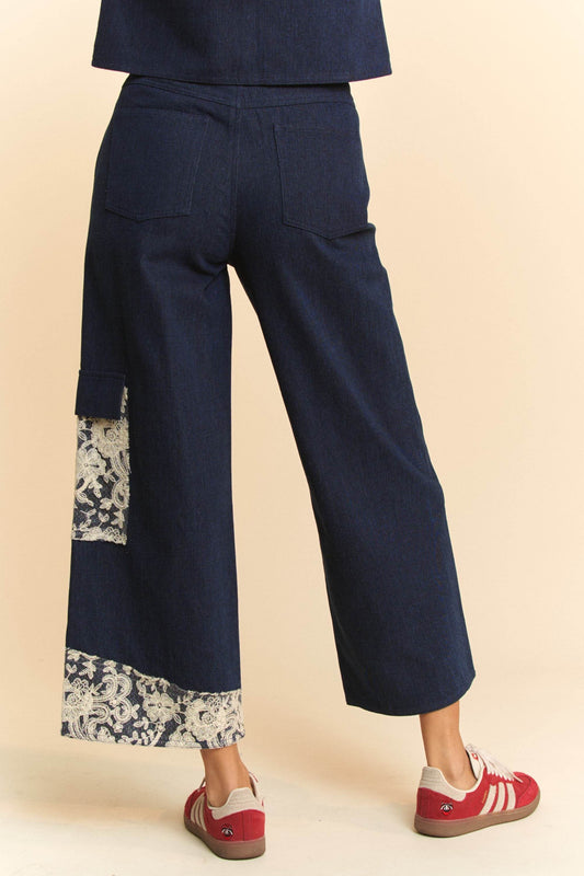 Davi & Dani Lace Applique Wide Leg Jeans - Shop Style & More | Fresh Looks, Everyday Deals & Free Shipping