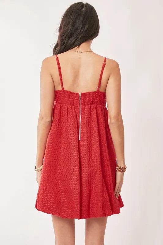 Davi & Dani Textured Sweetheart Neckline Bubble Hem Dress - Shop Style & More | Fresh Looks, Everyday Deals & Free Shipping