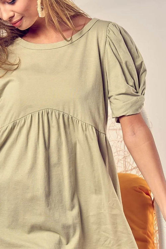 BiBi Cotton Span Knit With Puff Sleeve Baby Doll Top - Shop Style & More | Fresh Looks, Everyday Deals & Free Shipping