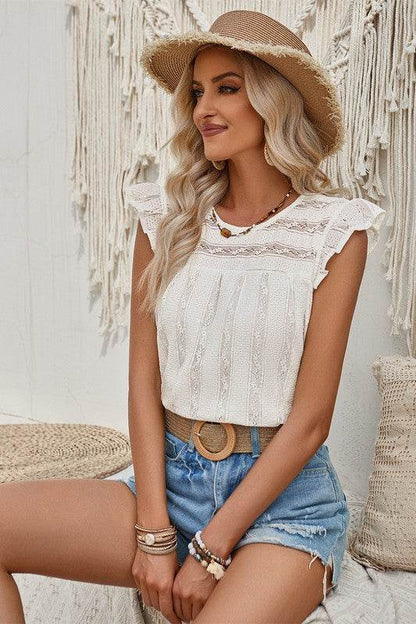 Mock Neck Crewneck Ruffle Sleeve Solid Slim Top - Shop Style & More | Fresh Looks, Everyday Deals & Free Shipping