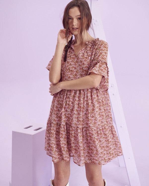 Floral print v-neck mini dress JBJ1054-1 - Shop Style & More | Fresh Looks, Everyday Deals & Free Shipping