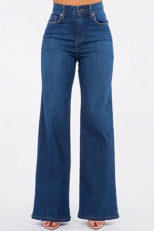 Olivia Wide Leg Jean in Dark Blue - Shop Style & More | Fresh Looks, Everyday Deals & Free Shipping