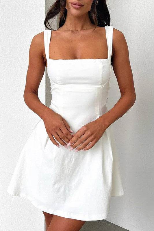 Solid Sleeveless Fit Wide Strap A Line Dress - Shop Style & More | Fresh Looks, Everyday Deals & Free Shipping
