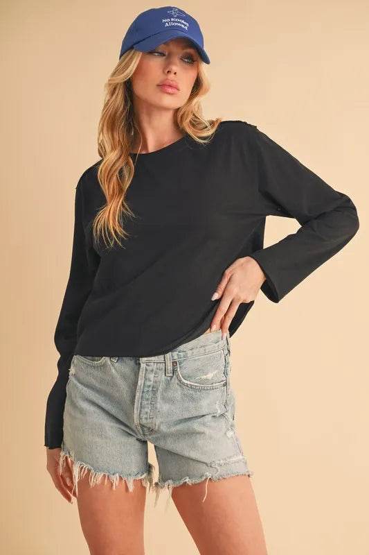 Aemi+Co Round Neck Long Sleeve T-Shirt - Shop Style & More | Fresh Looks, Everyday Deals & Free Shipping