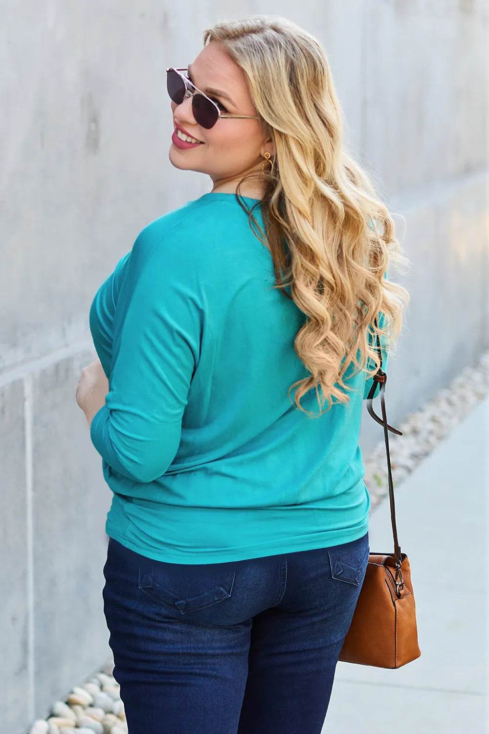 Basic Bae Full Size Round Neck Batwing Sleeve Top - Shop Style & More | Fresh Looks, Everyday Deals & Free Shipping