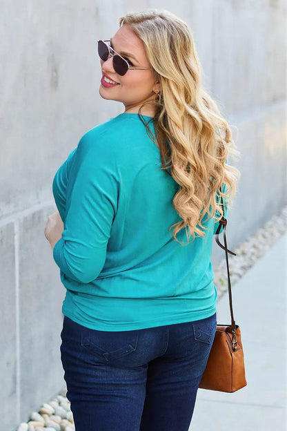 Basic Bae Full Size Round Neck Batwing Sleeve Top - Shop Style & More | Fresh Looks, Everyday Deals & Free Shipping