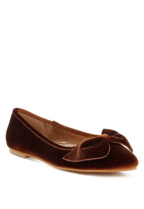 Pothos Luxurious Velvet Bow Ballerinas - Shop Style & More | Fresh Looks, Everyday Deals & Free Shipping