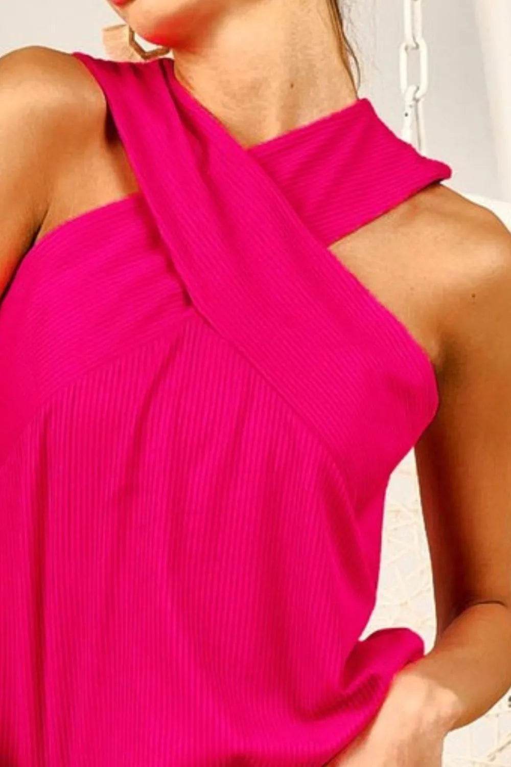 BiBi Rib Knit Cross Neck Banded Top - Shop Style & More | Fresh Looks, Everyday Deals & Free Shipping