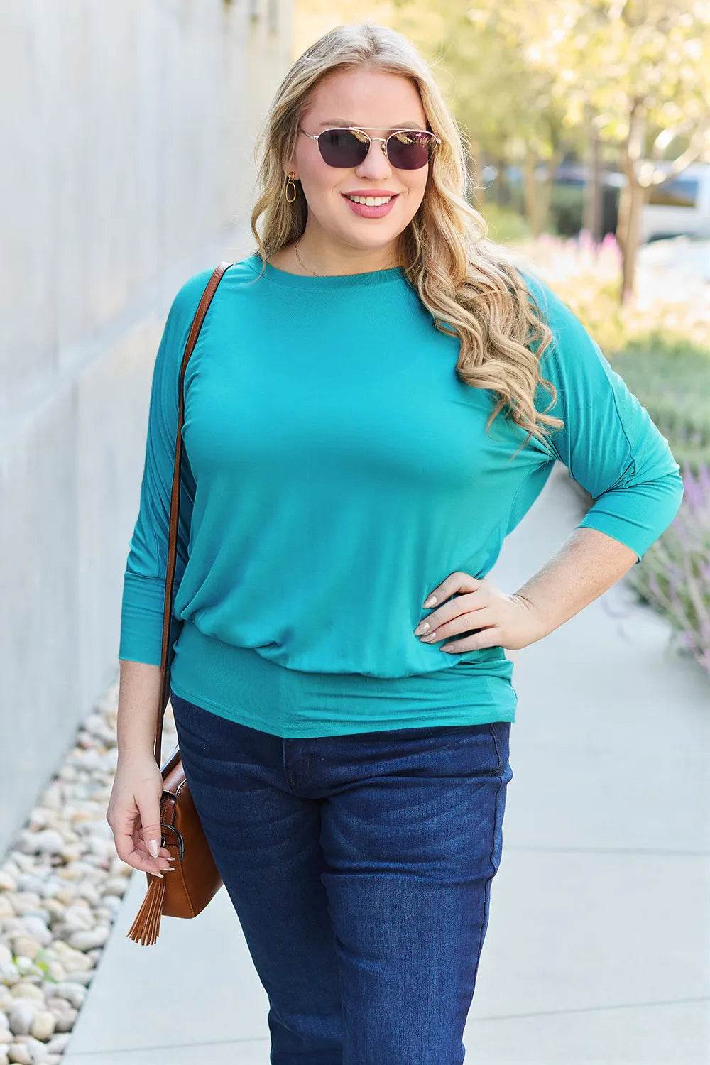 Basic Bae Full Size Round Neck Batwing Sleeve Top - Shop Style & More | Fresh Looks, Everyday Deals & Free Shipping