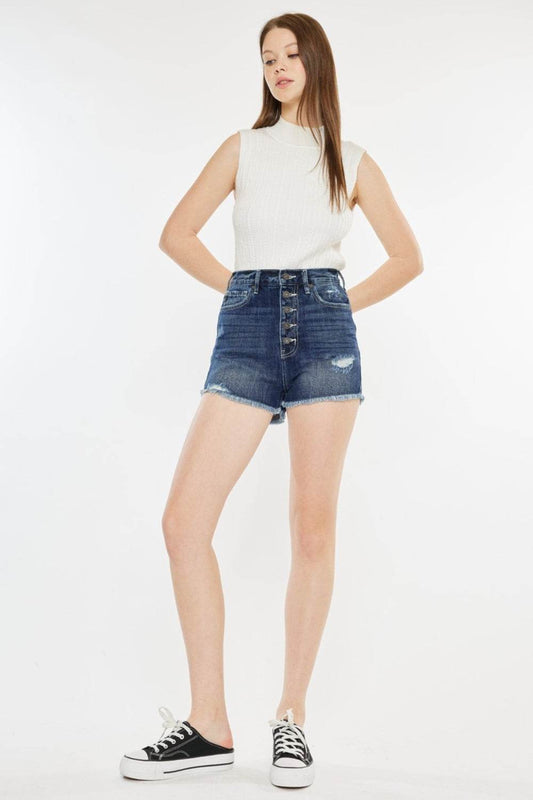 Kancan Raw Hem Button Fly Denim Shorts - Shop Style & More | Fresh Looks, Everyday Deals & Free Shipping
