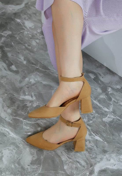 Rozita Microfiber Block Heel Sandals - Shop Style & More | Fresh Looks, Everyday Deals & Free Shipping