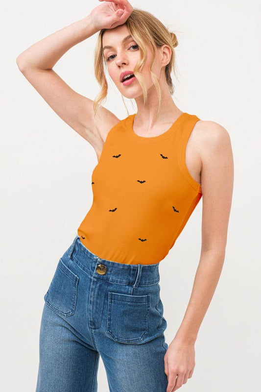 And The Why Bat Embroidered Ribbed Tank - Shop Style & More | Fresh Looks, Everyday Deals & Free Shipping