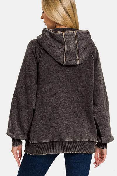 Zenana Acid Wash Fleece Kangaroo Hoodie - Shop Style & More | Fresh Looks, Everyday Deals & Free Shipping