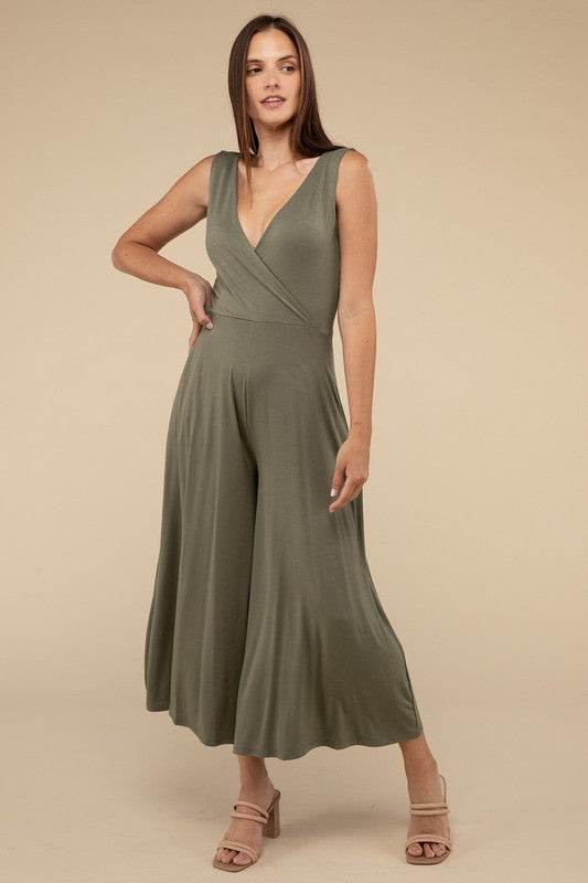 Surplice Neckline Sleeveless Jumpsuit - Shop Style & More | Fresh Looks, Everyday Deals & Free Shipping