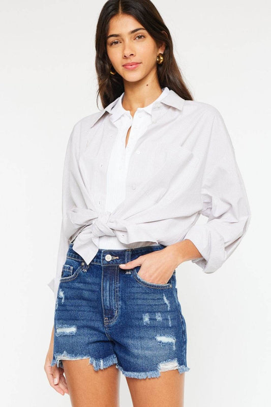 Kancan High Rise Frayed Hem Denim Shorts - Shop Style & More | Fresh Looks, Everyday Deals & Free Shipping