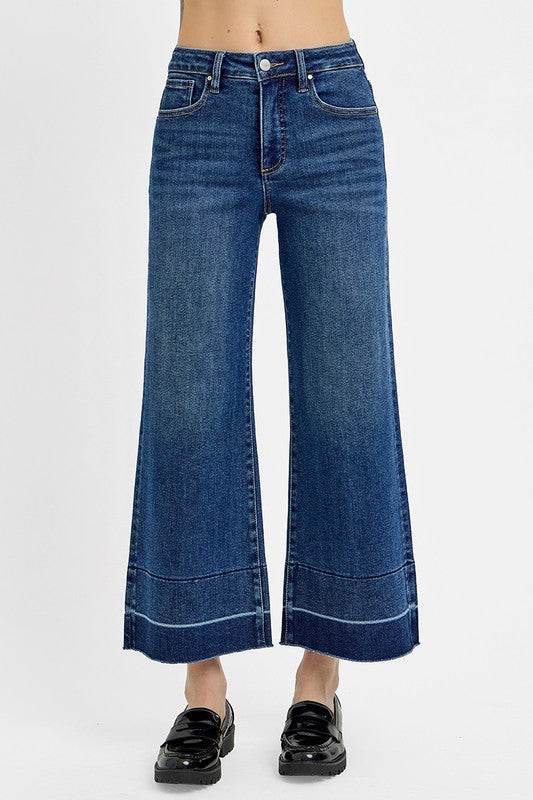 RISEN Full Size Tummy Control High Rise Crop Wide Hem Jeans Plus Size - Shop Style & More | Fresh Looks, Everyday Deals & Free Shipping