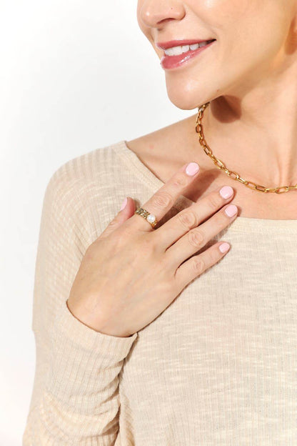 Adored Pearl Stainless Steel Open Ring - Shop Style & More | Fresh Looks, Everyday Deals & Free Shipping