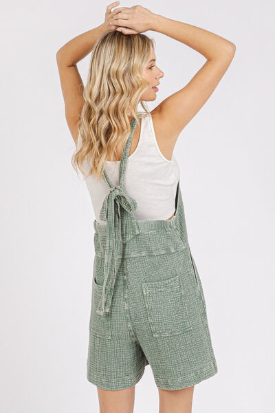 Mittoshop Textured Knotted Overalls with Wide Straps Jumpsuits