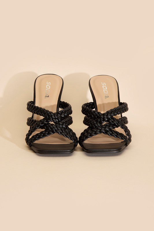 KELLAN-S Double Cross Braided Heels Sandals