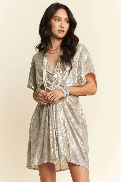 Davi & Dani Sequin Plunge Neck Knot Cut Out Tie Back Party Dress - Shop Style & More | Fresh Looks, Everyday Deals & Free Shipping