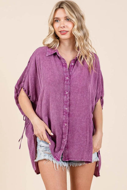 Mittoshop Mineral Wash Loose Fit Button Down Shirt - Shop Style & More | Fresh Looks, Everyday Deals & Free Shipping