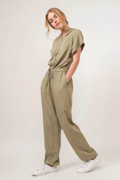 And The Why Washed Short Sleeve Hooded Jumpsuit - Shop Style & More | Fresh Looks, Everyday Deals & Free Shipping