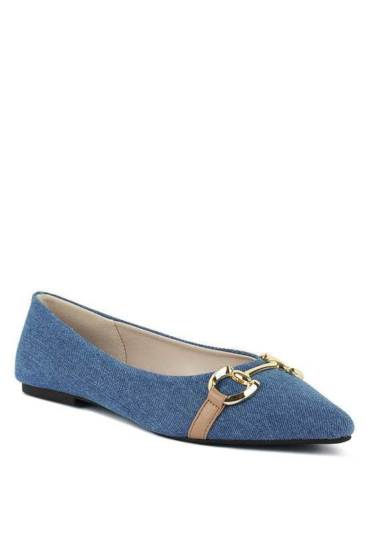 Cressida Denim Horsebit Detail Ballet Flats - Shop Style & More | Fresh Looks, Everyday Deals & Free Shipping