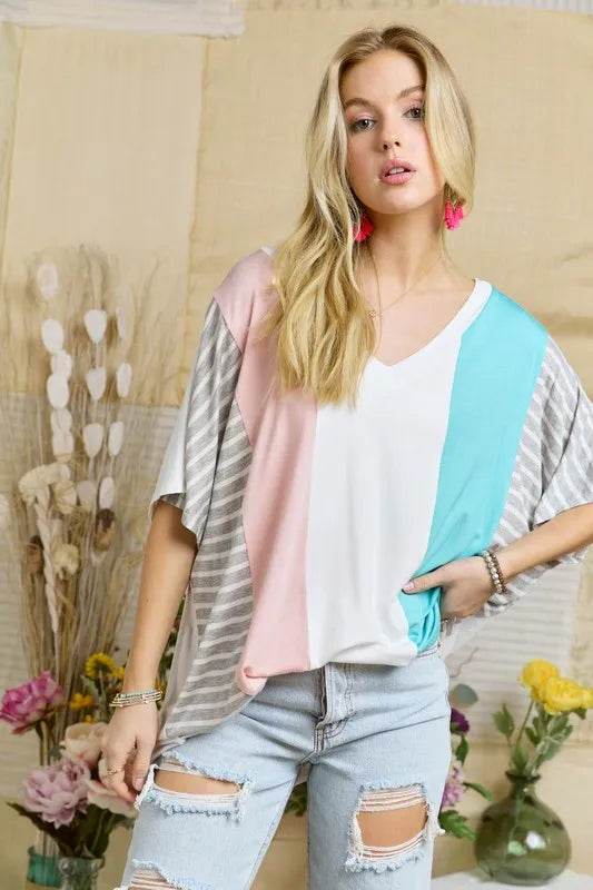 ADORA Colorblock Casual Knit Tunic Top - Shop Style & More | Fresh Looks, Everyday Deals & Free Shipping