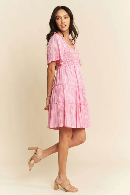 Davi & Dani Jacquard Checker Smocking Tiered Dress - Shop Style & More | Fresh Looks, Everyday Deals & Free Shipping