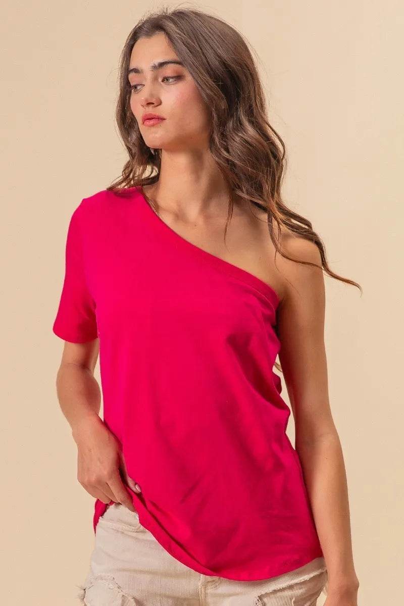 BiBi Cotton Span Knit One Shoulder Top - Shop Style & More | Fresh Looks, Everyday Deals & Free Shipping