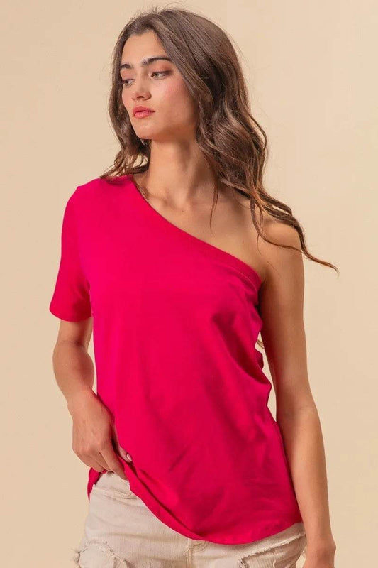 BiBi Cotton Span Knit One Shoulder Top - Shop Style & More | Fresh Looks, Everyday Deals & Free Shipping