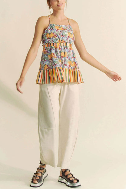 Davi & Dani Floral Smocked Sleeveless Ruffle Back Tie Top - Shop Style & More | Fresh Looks, Everyday Deals & Free Shipping