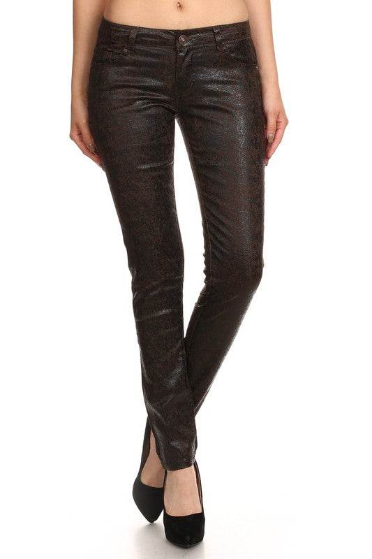 Low Rise Metallic Print Skinny jeans Pants - Shop Style & More | Fresh Looks, Everyday Deals & Free Shipping