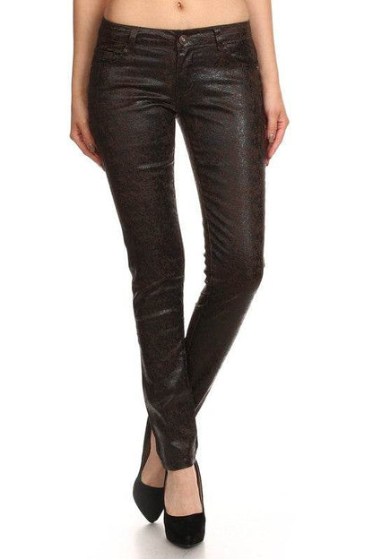 Low Rise Metallic Print Skinny jeans Pants - Shop Style & More | Fresh Looks, Everyday Deals & Free Shipping