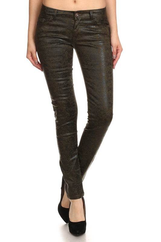Low Rise Metallic Print Skinny jeans Pants - Shop Style & More | Fresh Looks, Everyday Deals & Free Shipping